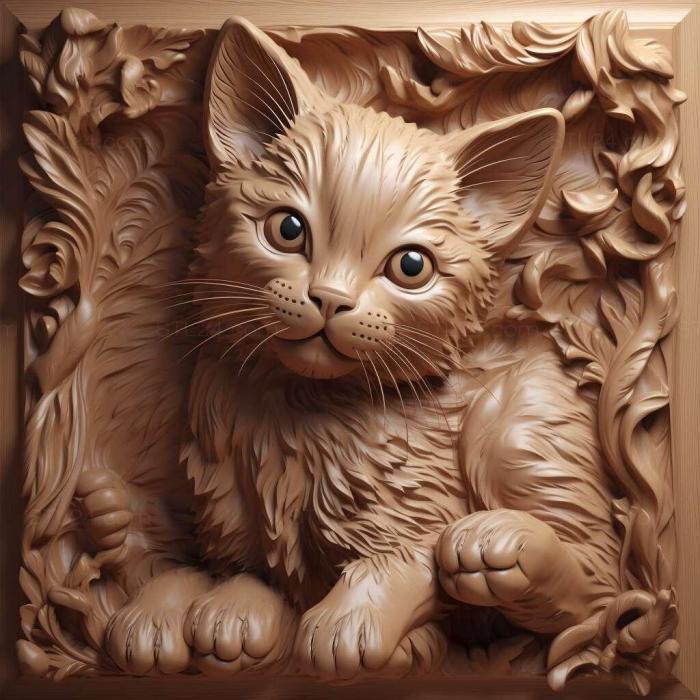 Nature and animals (kitten 1, NATURE_2369) 3D models for cnc